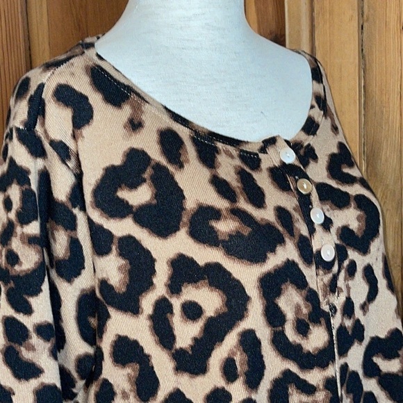 Amaryllis Tan & Black Leopard Print Knit Tunic Sz. L - Picture 5 of 10